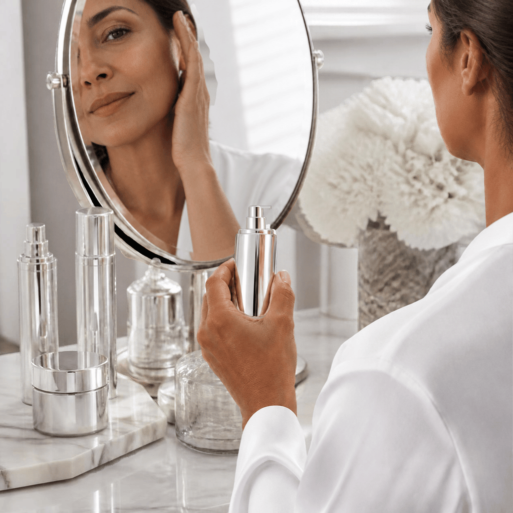 Consistent medical grade skincare routine supporting healthy-looking skin in the weeks leading up to holiday events.